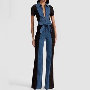 NIB Alice + Olivia Black and Blue Flare Jumpsuit